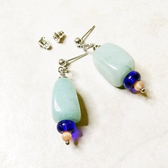 🍂🍁🍃 3/$25!!! Chunky Green Aventurine Earrings - Good Luck + Prosperity Stone! - Picture 1 of 9